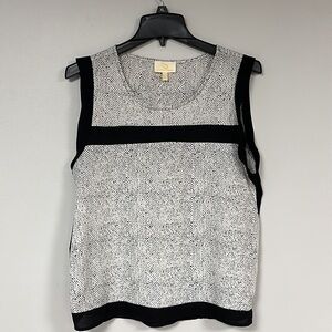 Creative Concepts Black and White sleeveless blouse, black accent stripes size M